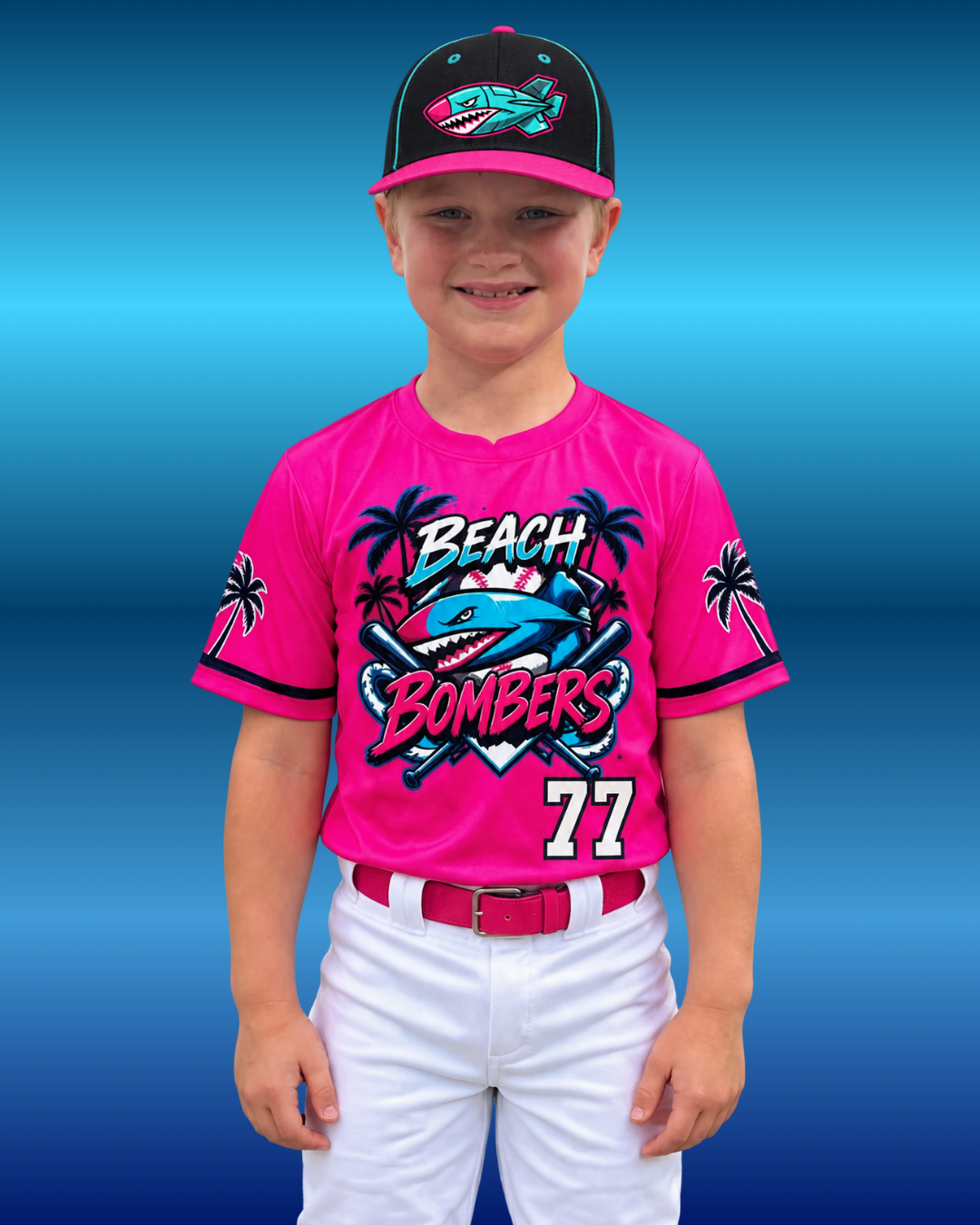 Cash Nussbaum in his number 77 Beach Bombers uniform